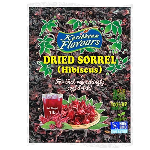 Sorrel Hibiscus Flowers (1 Lb) Herbal Tea Whole Petal 16 Oz - 100% Natural Dried Raw - Non GMO - Vegan - USFDA Inspected - Makes Refreshing Iced Tea Or Hot Tea
