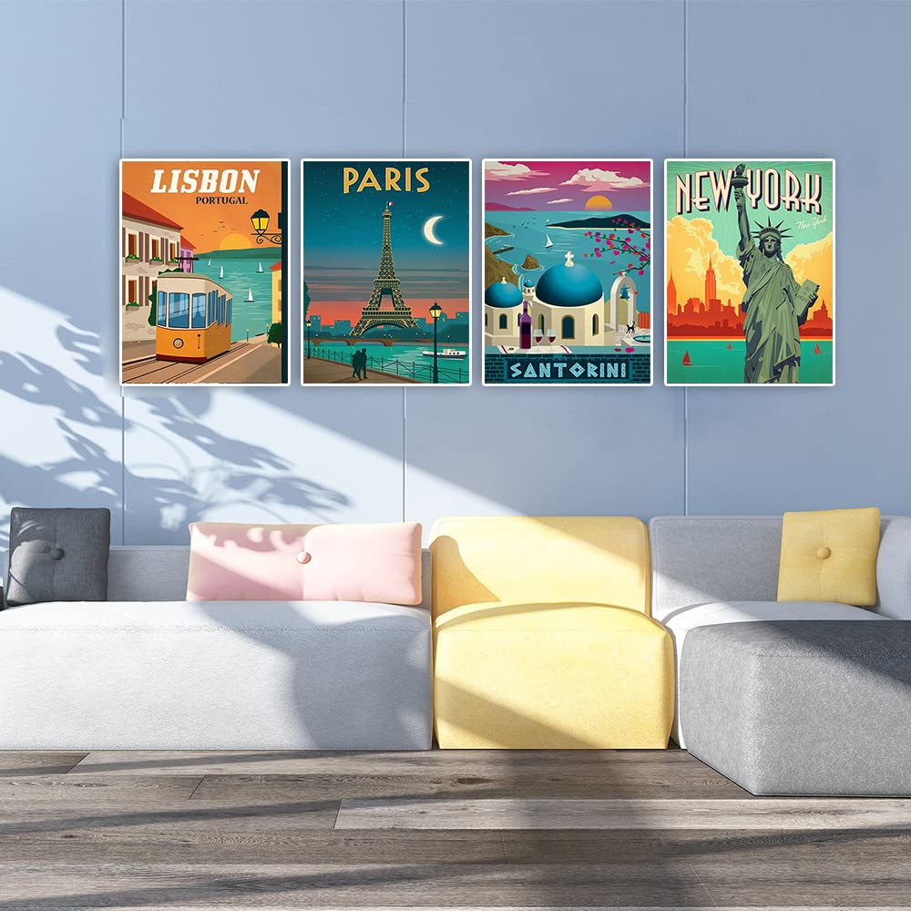 DCIDBEI 30x40CM||DCIDBE DIY 4 Pezzi 5D Diamond Painting Rotondo/Pittura Diamante Citt脿 Artigianato Decorazione Parete Domestica Regalo per Famiglia/Matrimonio/Compleanno/Poster Viaggio