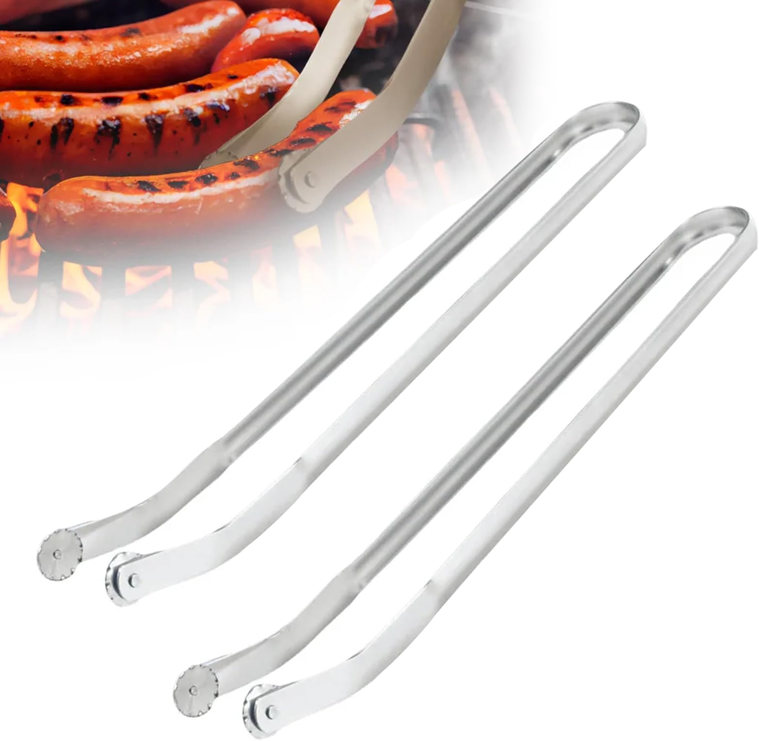 BBQ Sausage Turning Tongs, 2024 New Stainless Steel BBQ
