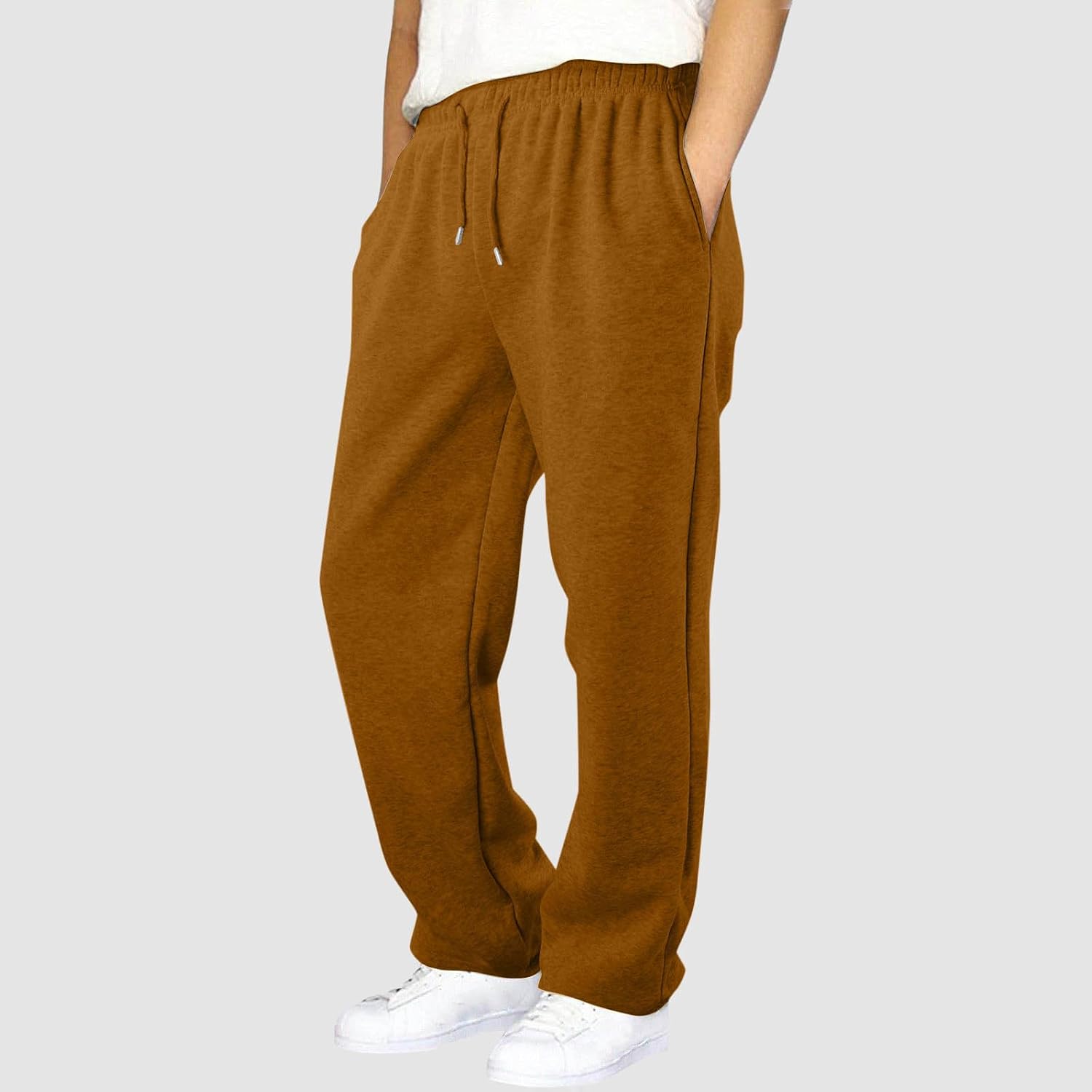 Boys Baggy Sweatpants Straight Leg Open Bottom Casual Pants Elastic Waist Athletic Joggers Sweat Pants with Pocket