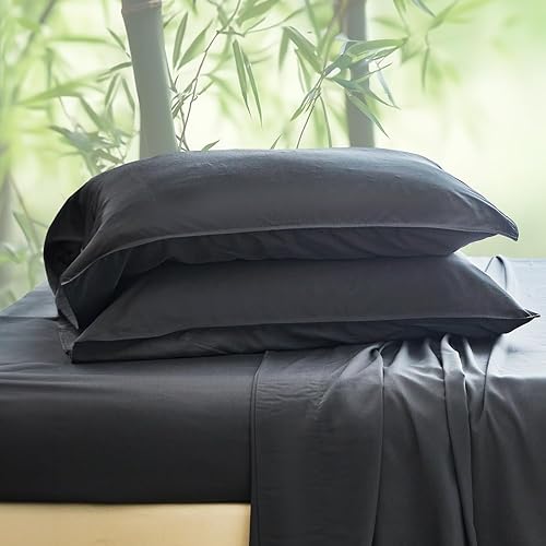 Miniatura 5 de Simple&Opulence Juego de sábanas de 100% viscosa de bambú, 4 piezas, refrescantes, suaves y transpirables, rayón de lujo y sedoso (1 sábana