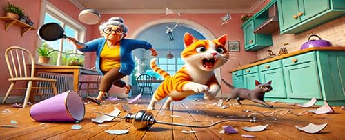 gato brincalhão: jogo de irritar a vovó