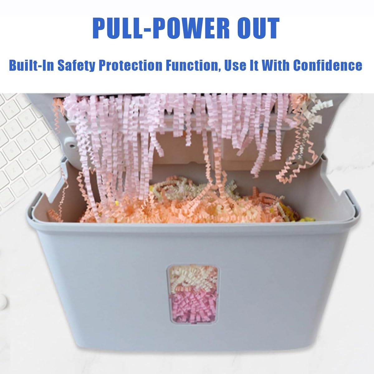 iumLeap Crinkle Paper Shredder Cut Paper Machine,7.5L Automatic Zig Zag Shredded Paper Cutter,Visible Transparent Window Capacity,Raffia Paper/25g and A4/70g,for Birthday We