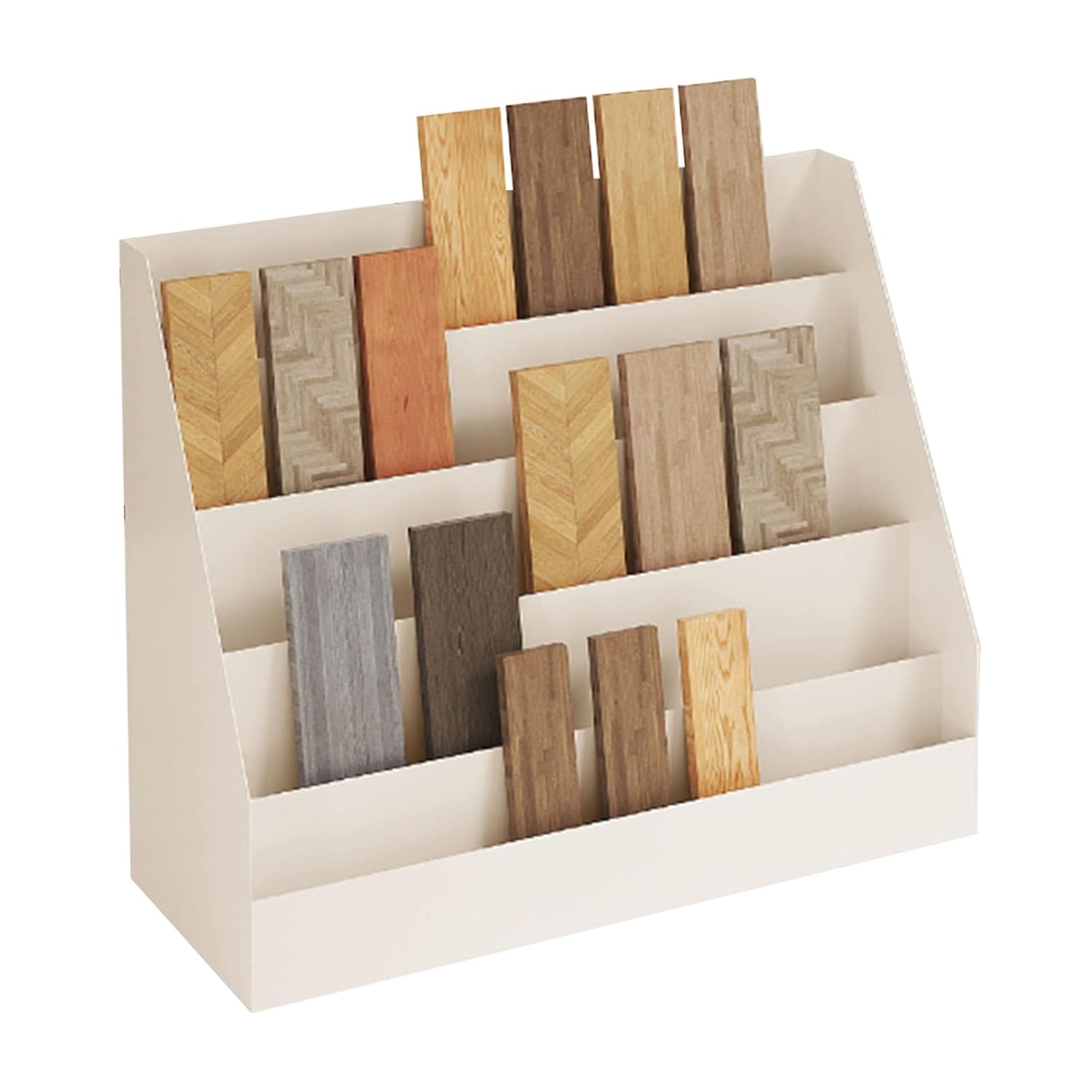 Multi-Tier Wooden Floor Display Stand, Small Decorative Tiles Sample Storage Rack, Heavy-Duty Stone Plates Holder for Exhibition Halls & Retail Stores(66x18x35cm/26x7.1x13.8inch)