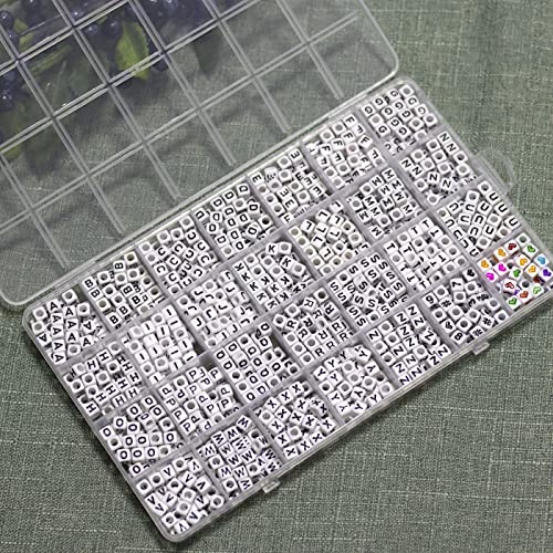 Image of MELIUS Acrylic Square Letter Beads, 1120Pcs 6x6mm in Alphabetical Order A-Z with Numbers Colorful Hearts Cube Beads for Jewelry Making, DIY Necklaces, Key Chains, Bracelets (Pack of 2)