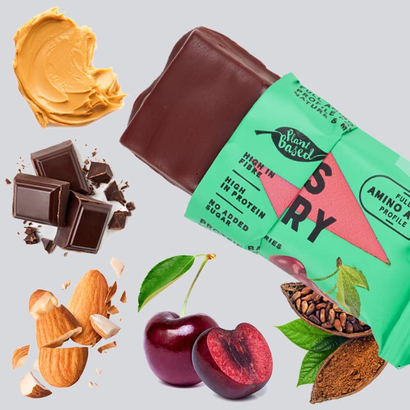Planet Superfood Sport Recovery Protein Bar with Cherries - Keto Chocolate Bar for Post Workout Recovery - Vegan Protein Snacks to Help Rebuild Muscle - Zero-Sugar Added Low Carb Snacks - 12 Pack
