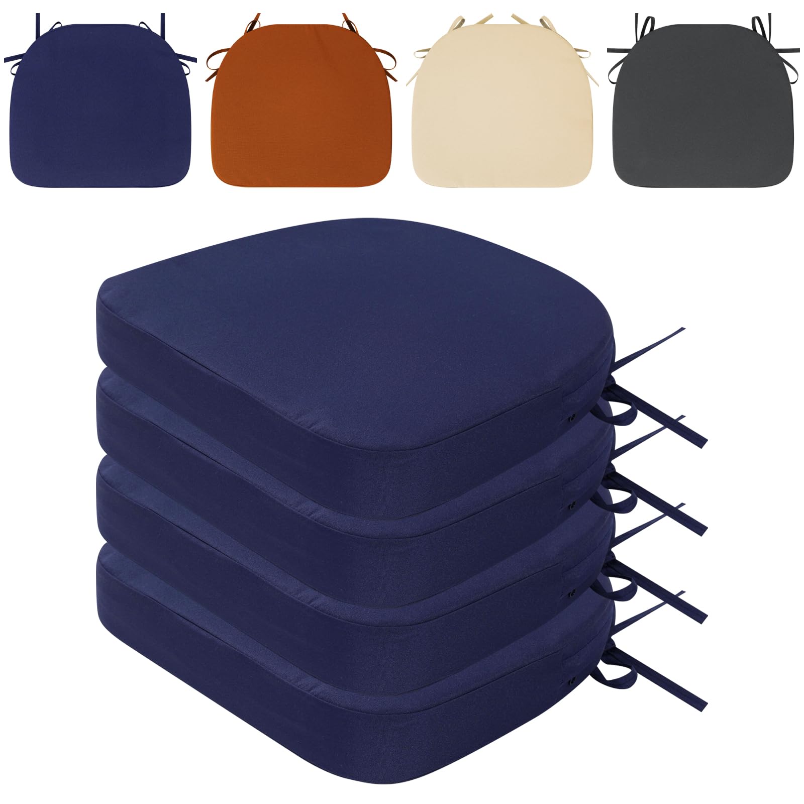 Coussins de chaise imperméables RUIXUAN ronds 50x50x12cm bleu foncé pour extérieur et jardin