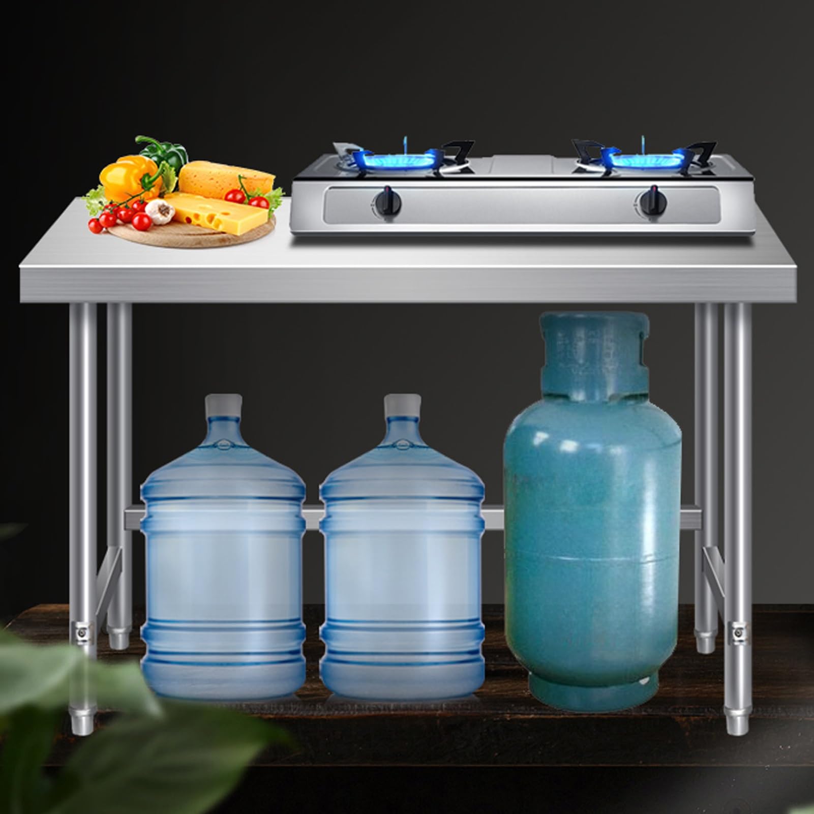 Edelstahl Arbeitstisch Küche, Küchenarbeitsplatte Aus Edelstahl, Küchenvorbereitungstisch mit Verstellbaren Füßen, Catering-Arbeitstisch for Familienküchen, Schulen, Kantinen(80x50x80cm)