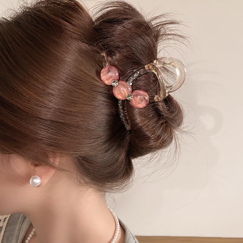 Pinza de cabello con perlas rosa púrpura miniatura 6