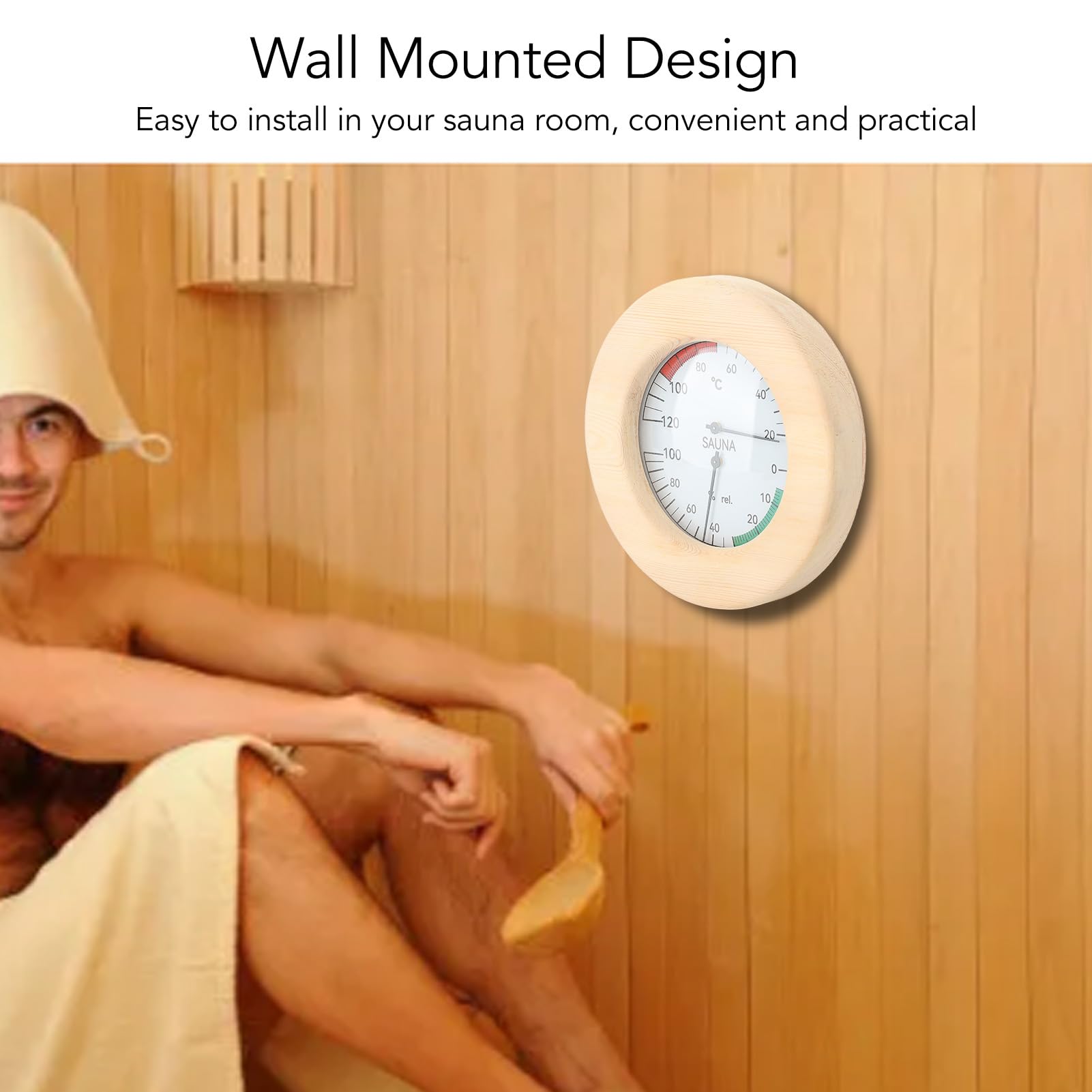 Termómetro de Sauna, Higrómetro de Termómetro de Sauna 2 en 1, Higrotermógrafo Montado en la Pared Monitoreo en Tiempo Real con Construcción de Madera para Hotel o Sala de Sauna