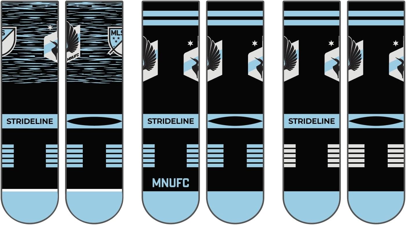 Strideline MLS Minnesota United FC Premium Crew Socks – Officially Licensed 3-Pack – Cushioned, Arch Support, Moisture-Wicking Athletic Performance Socks