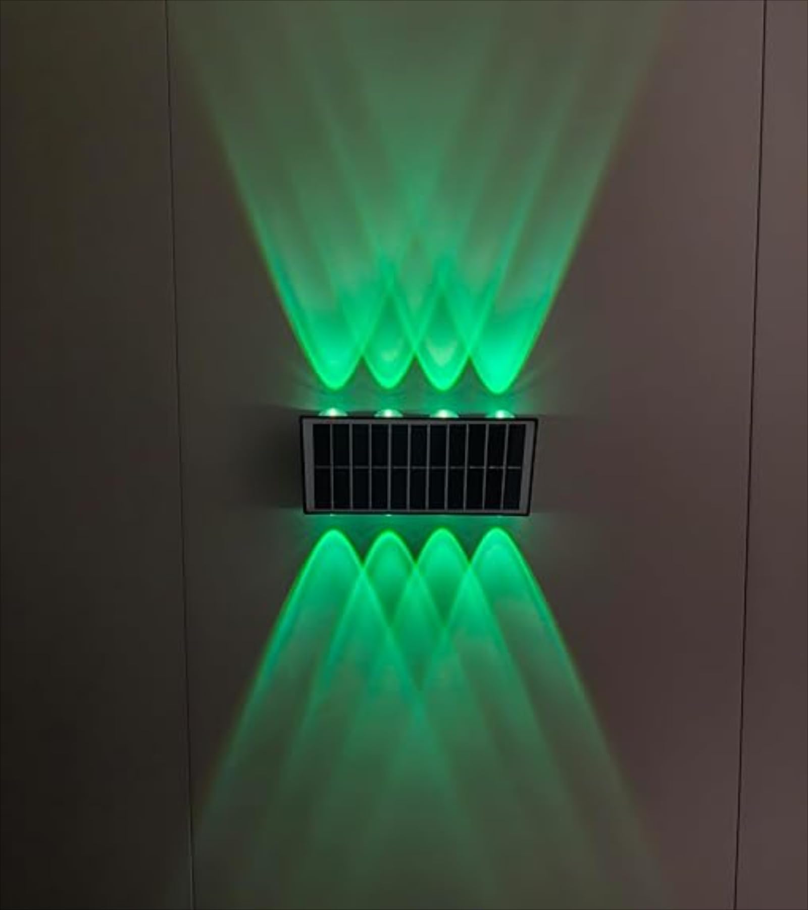 CH HIUBIE Solar LED Garden Lights Outdoor - Super Bright Up & Down Fence Lighting, Waterproof Durable, Energy Grade A+++, Easy Install (RGB,8 Led Lights(2 Pack))
