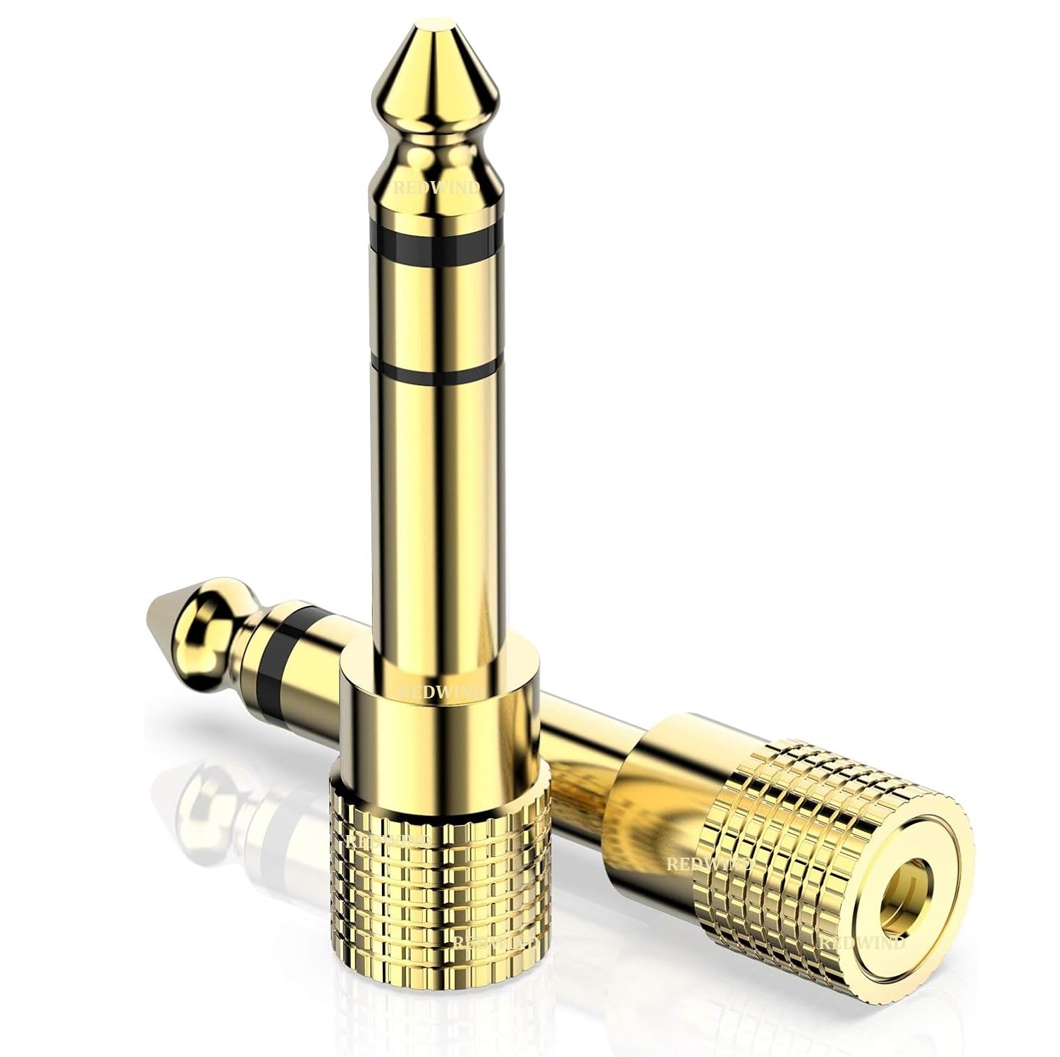 REDWIND 6.35mm 1/4 Male to 3.5mm 1/8 Female Stereo Headphone Adapter Audio Jack Plug Gold Plated for Speaker Headphone Guitar Digital Piano Amp, 2 Pack (Gold 3.5mm Male to 6.35mm Famale)-image-35