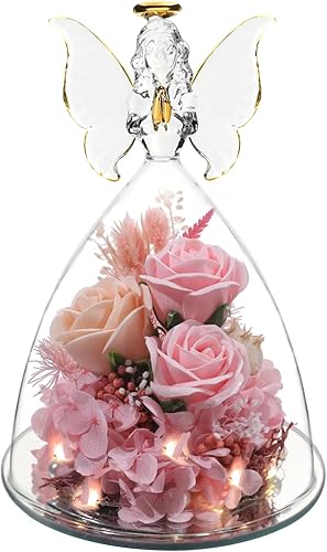 Miniatura 9 de Rosas rosadas para siempre, regalos de ángel para mujeres, mamá, abuela, hermana, amiga, rosas preservadas como regalo del día de San Valentín para