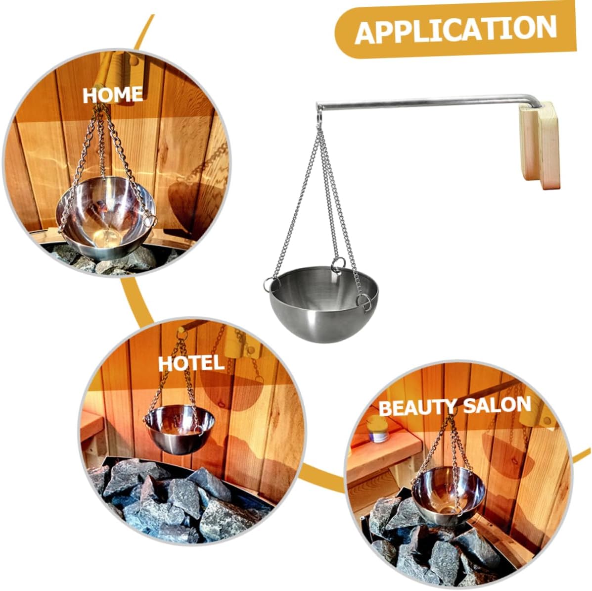 Sauna Aroma Bowl Cup Stainless Steel Essential Oil Holder for Aromatherapy Design Safe Easy to Clean for Sauna Rooms with Long Chain