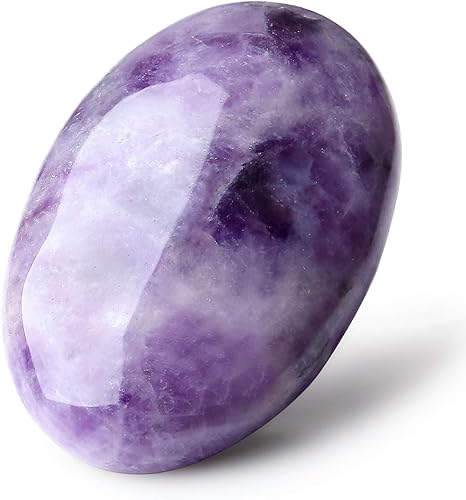 Miniatura 2 de LAIDANLA Amatista de 2.4 pulgadas, cristales curativos de piedra de palma grande, piedras preciosas naturales, efectos calmantes, equilibrio de