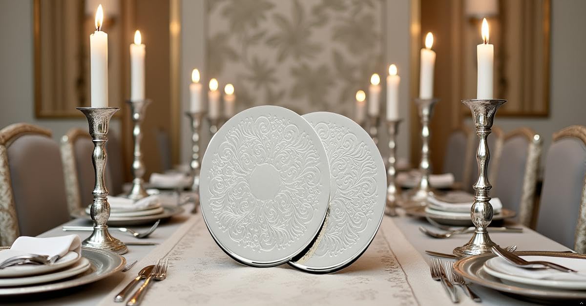 2er Set Topfuntersetzer rund Ø 19,5 cm – Premium Silber Plated edel versilbert – Hochwertige Tischdeko für Pfannen & Töpfe