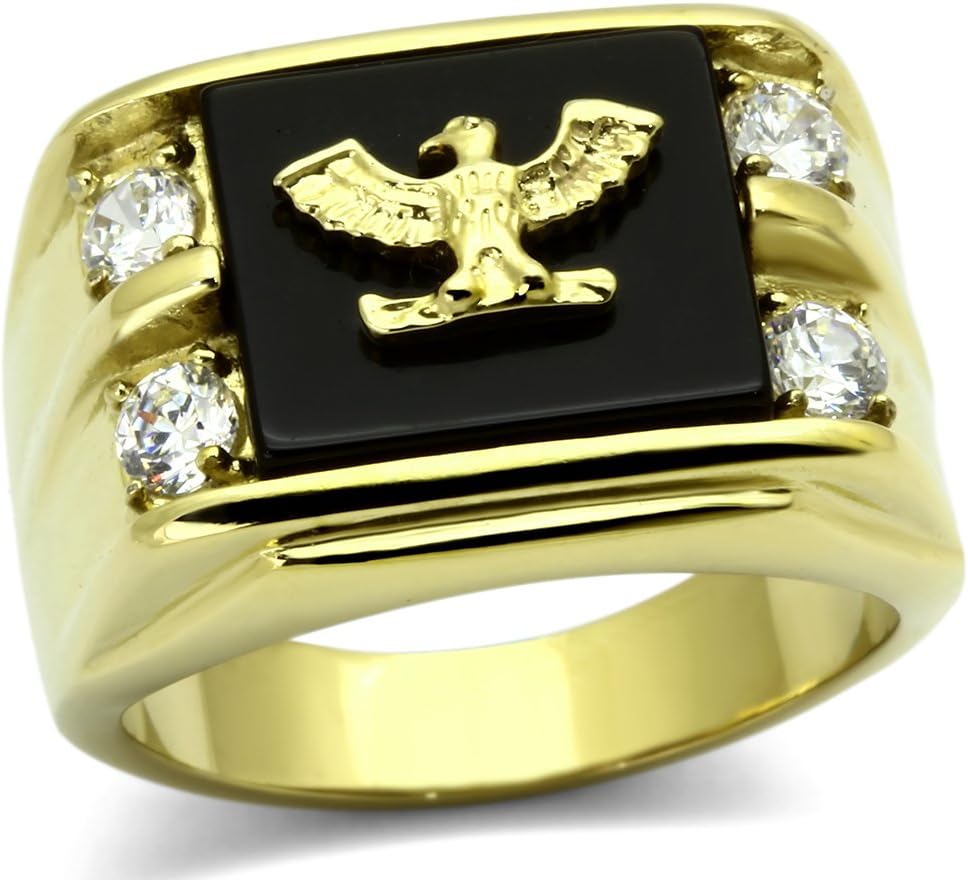 ISADY - Pascual Gold - Men's Ring - Cubic Zirconia - Email Black - US military army navy marines air force