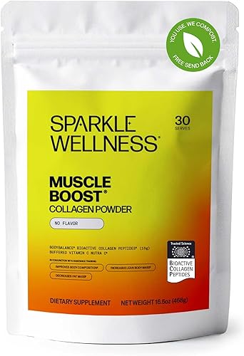 Miniatura 11 de Sparkle Wellness Muscle Boost (naranja) [30 porciones] Suplemento de colágeno en polvo con péptidos de colágeno hidrolizados BODYBALANCE