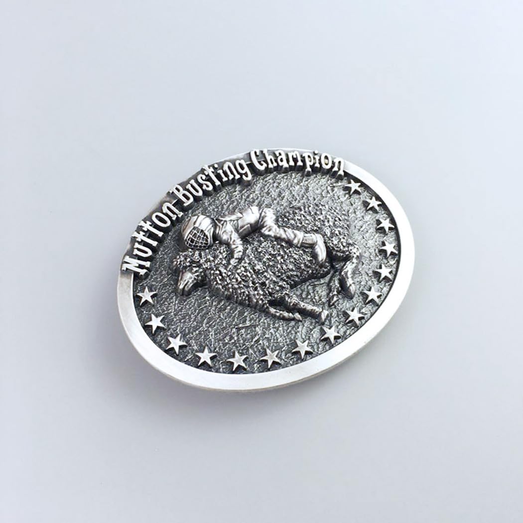 JEAN'S FRIEND Vintage Silver Rodeo Mutton Busting Champion Western Belt Buckle