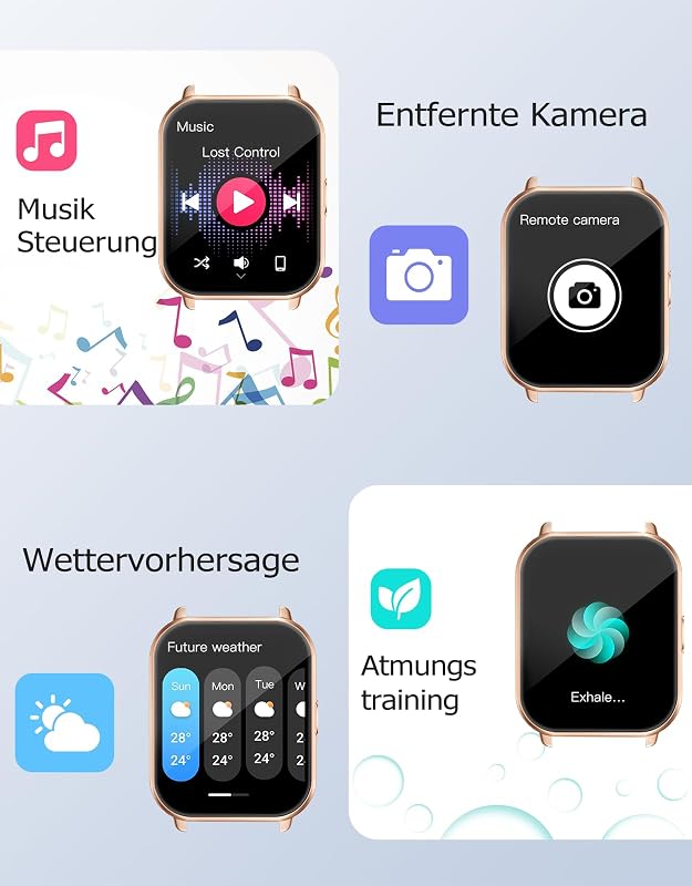 Ceas inteligent unisex RUIMEN cu funcție de apelare, ecran HD de 1,85 inchi, puls, SpO2, monitorizare somn, pedometru, peste 110 moduri sport, compatibil Android și iOS, 2 curele incluse