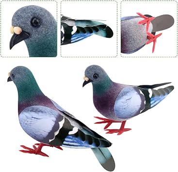 Artificial Simulated Foam Birds, Simulation Foam Pigeon Model, Mini Home Decoration Garden Ornaments for Wedding Miniature Imitation Animal Fake Pigeon(light grey 2pcs)