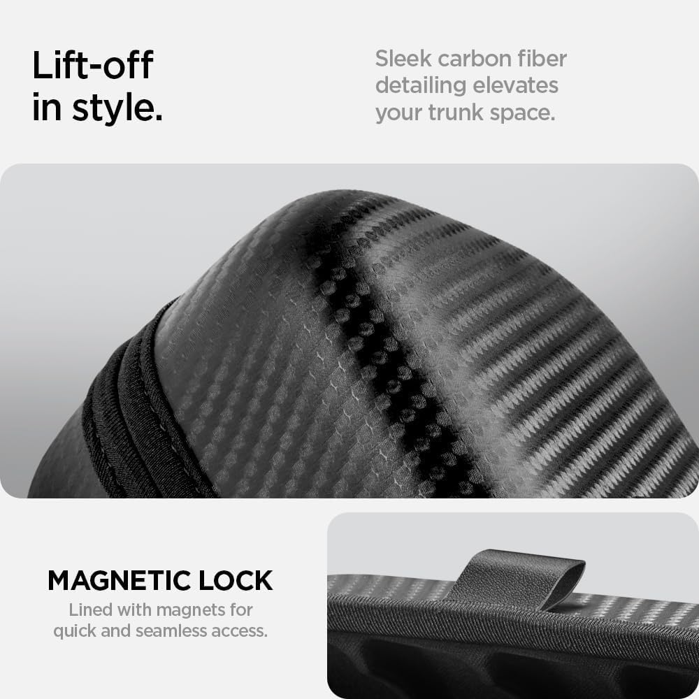 Spigen Tesla Model 3 Y S X [4 Pezzi] Tampone in Gomma per Cric, Cuscinetto Jack Pad di Sollevamento con Custodia Rigida, Accessori Tesla - Carbon Edition
