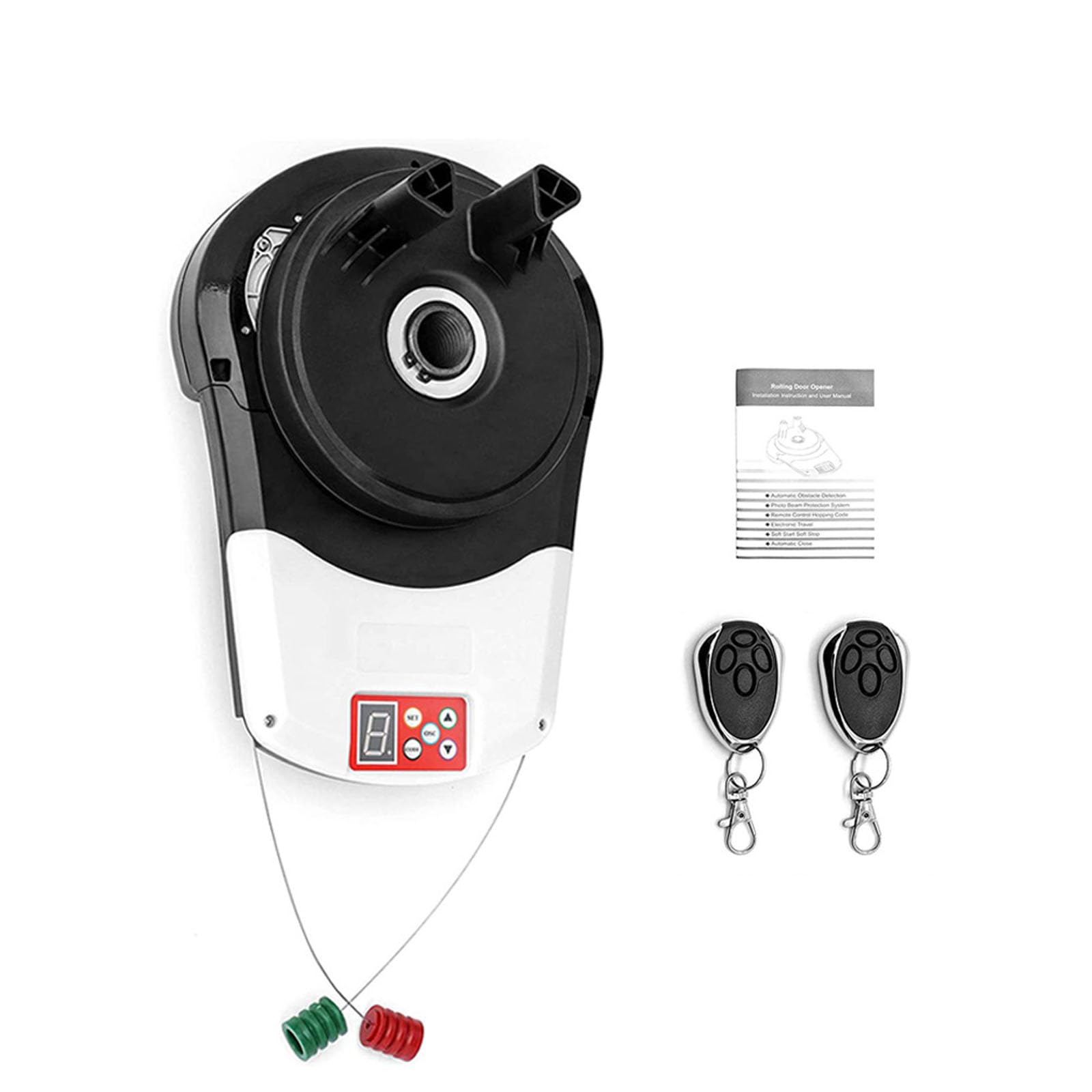 Automatic Roll Up Door Opener, Electronic Shutter Opener, 800n Liftforce Motor with 2 Remote Controls for Garage, Warehouse, Store, Farm and Barn Applications