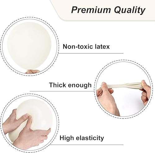 Miniatura 3 de RUBFAC Globos de látex de color blanco arena, 100 globos de helio de 12 pulgadas para boda, novia, baby shower, graduación, aniversario, cumpleaños,