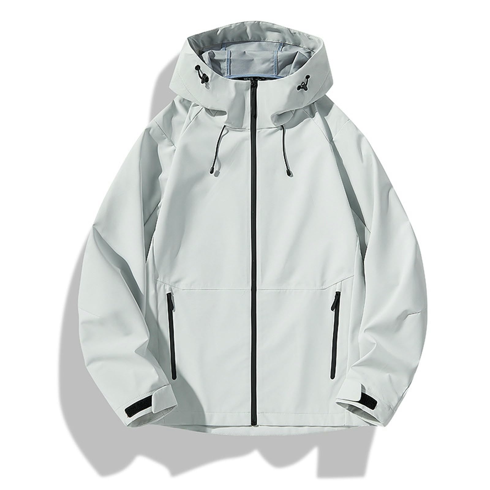 Chaqueta de concha suave de alta densidad impermeable con cordón gris unisex