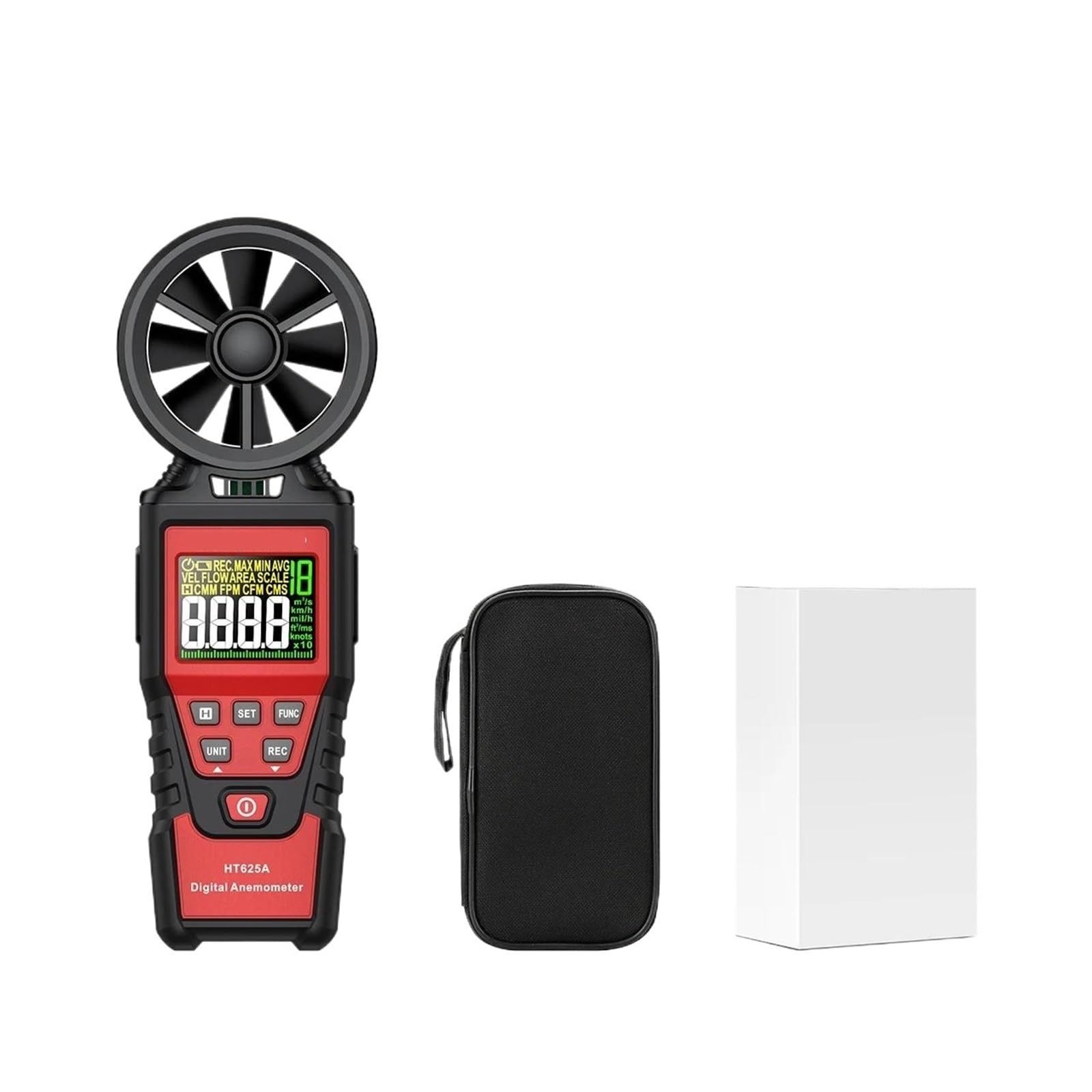 Anemometro, Anemómetro digital portátil de mano, medidor de velocidad del viento, anemómetro con pantalla LCD y medidor de temperatura.(HT625A)