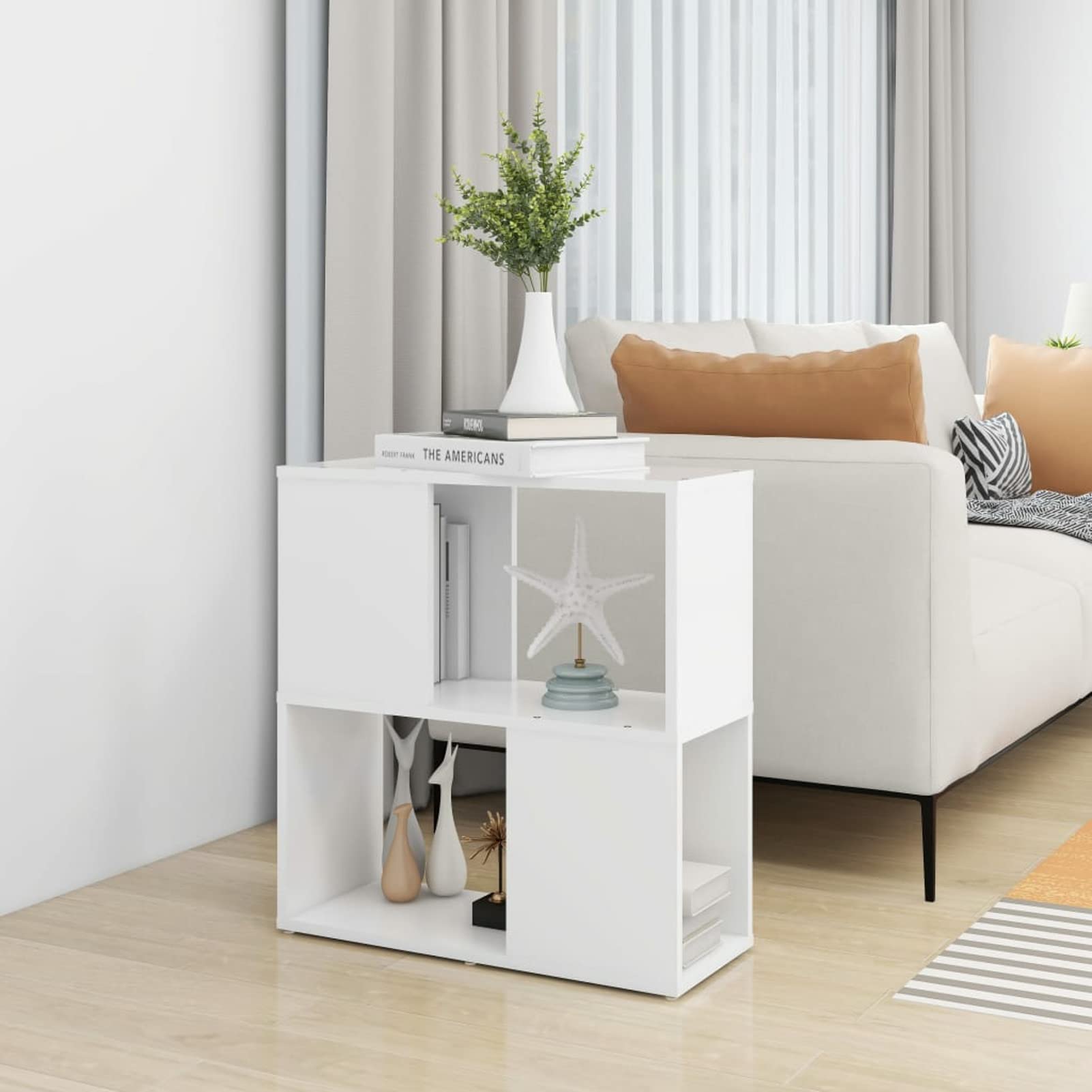Libreria Divisorio Moderna In Truciolato, Altezze Da 63 A 186 Cm – Colori Bianco/nero/grigio/rovere, Ripiani Regolabili, Montaggio A Parete Incluso