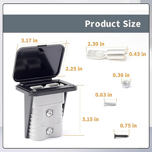 Vista 21 de Panel de montaje de enchufe de 50 A con cubierta antipolvo compatible con conectores de la serie Anderson SB50, placa empotrada de montaje