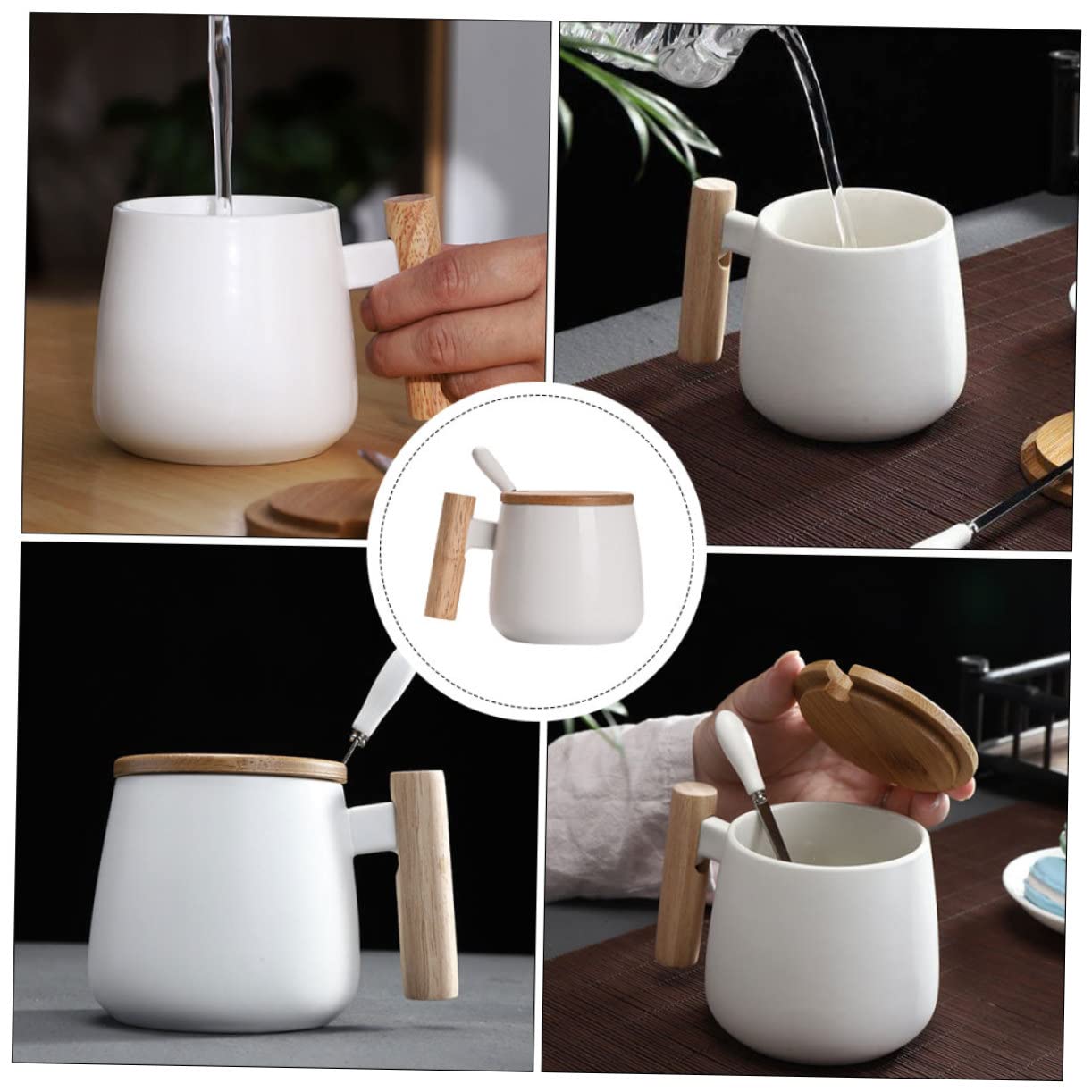 ULTECHNOVO 2 Set Tazza con e da Ergonomico per Latte Colazione e Bevande Calde