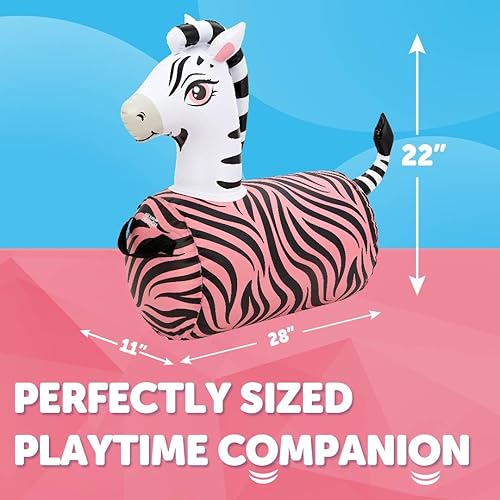 Miniatura 2 de WADDLE Hip Hopper - Gorila inflable de animales de cebra, a partir de 2 años, soporta hasta 85 libras