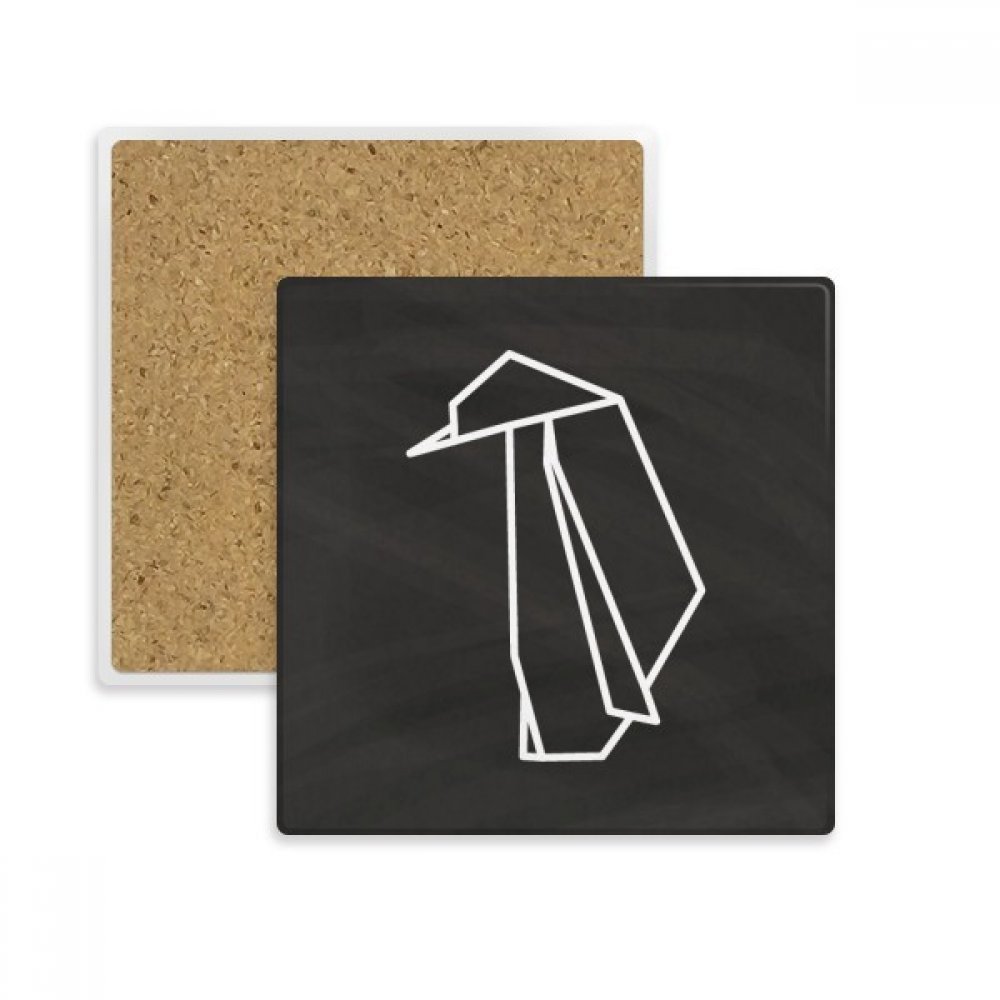 Sous-verre carré en pierre absorbante origami pingouin géométrique DIYthinker