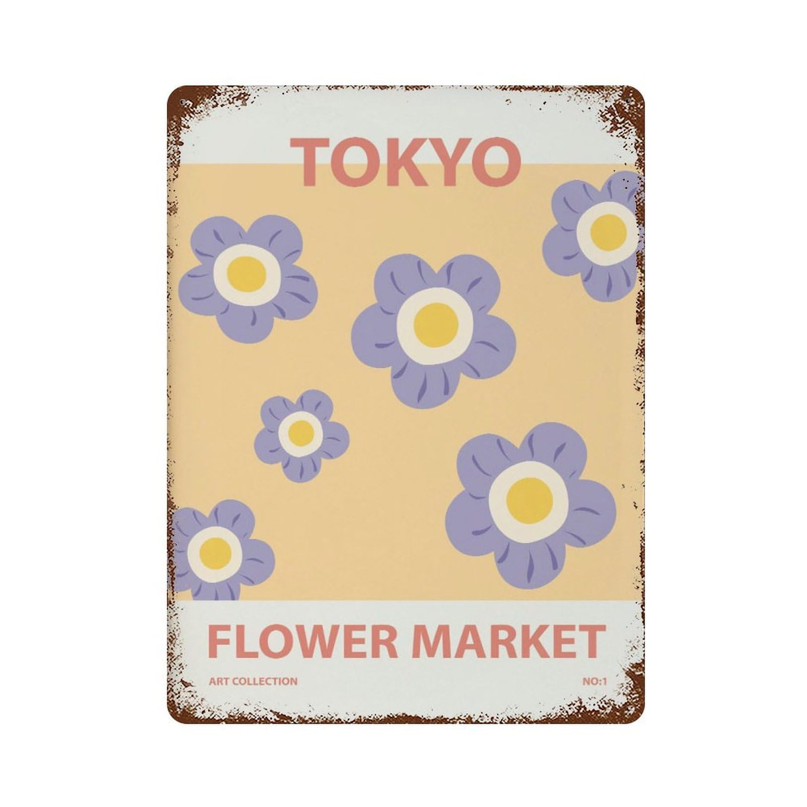 xiaoxiaoshen Tokyo Flower Market Botanical Decor Wall Decor Art Metal Tin Poster Modern Home Decor Art Home Bar Shop Decorations Vintage Sign 40x30cm