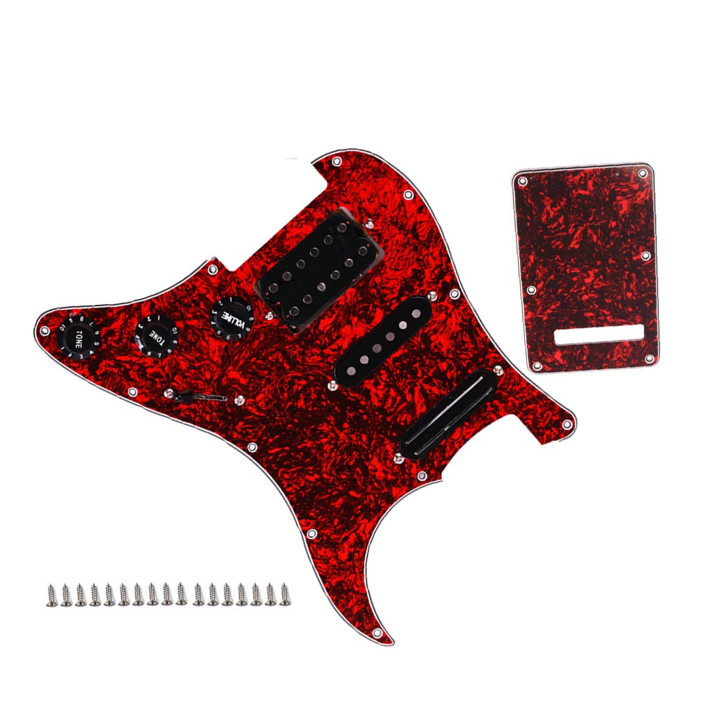 Alnicov - Golpeador de guitarra eléctrica precableado con pastilla SSH, rojo perlado