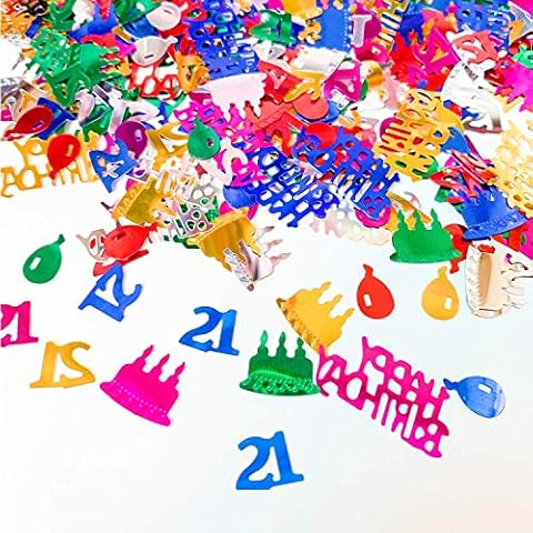 Werich 21 Confetti for Birthday Party Wedding Anniversary Graduation Celebration Party Table Decoration Glitter Metallic Confetti Gold Black and Silver 1.5 oz (Colorfull, 21) Cover