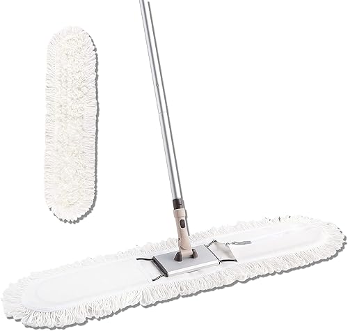 Eyliden Trapeador de polvo industrial profesional de 36 pulgadas, escoba de algodón comercial, mango telescópico, herramientas de limpieza de suelos