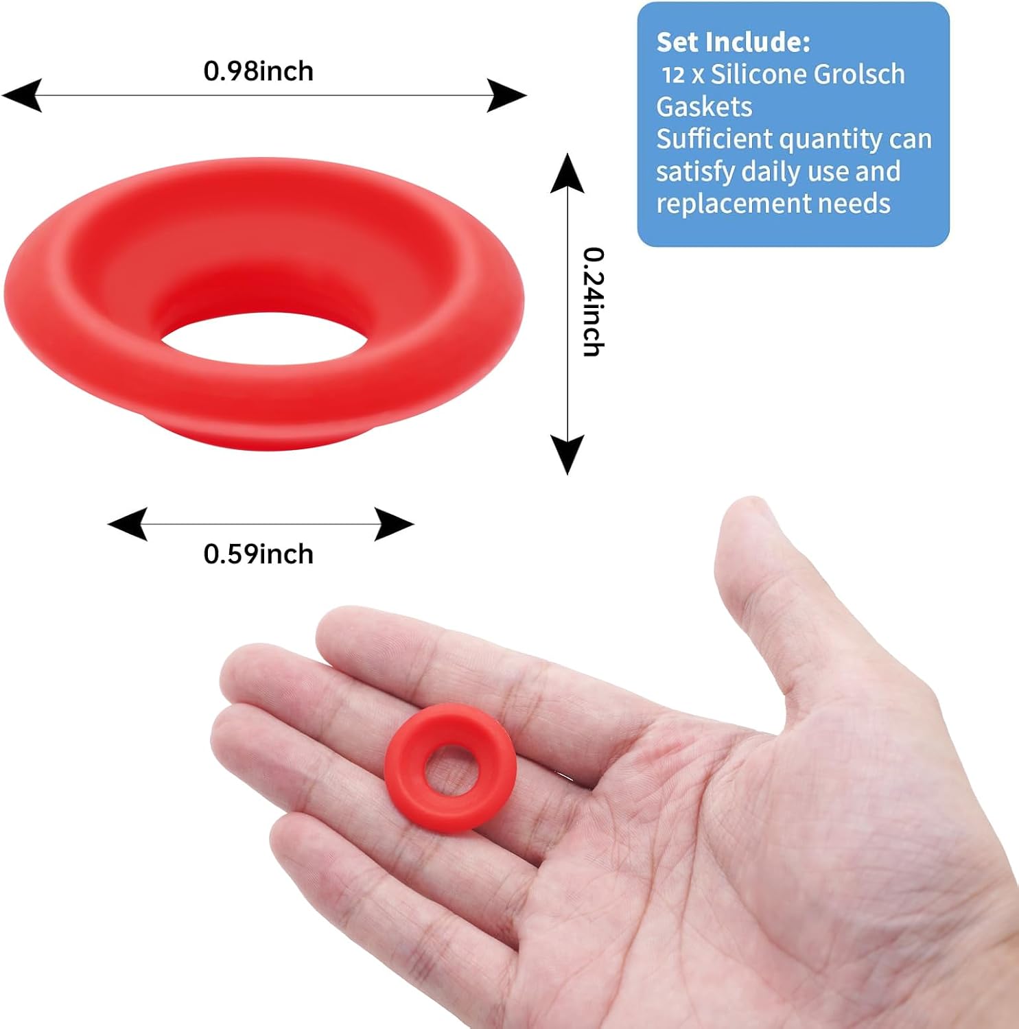 12 PCs Reusable Silicone Gaskets Washers Seals for Cap Swing Flip Top Bottle for Home Brew Beer Soda Bottle Sealing & Accessories (Red half cover design)