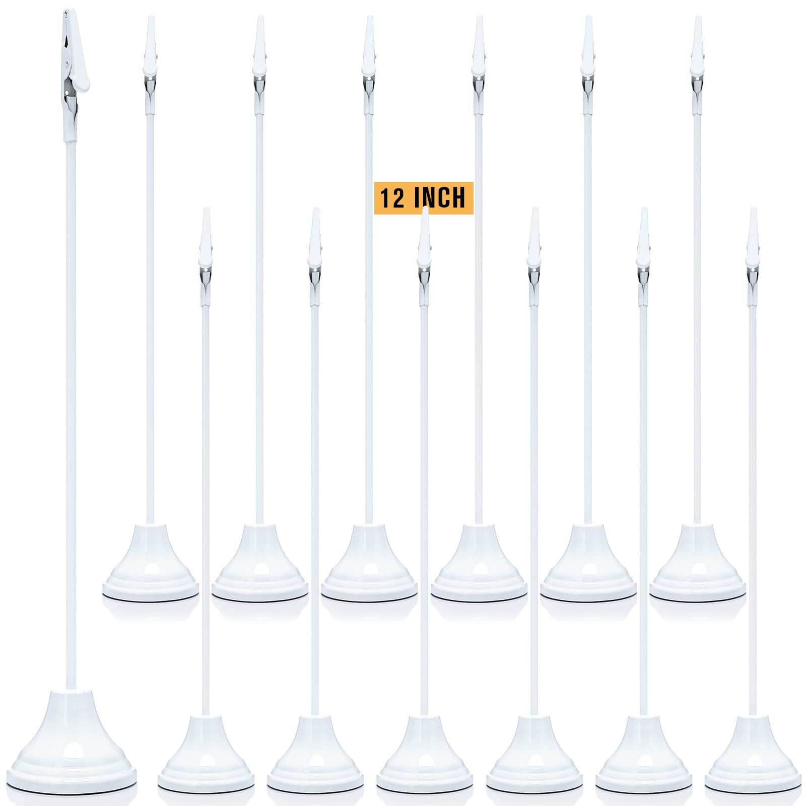 Skyygemm 12 Pcs Table Number Holders Metal Alligator Clip, White, 12 Inch