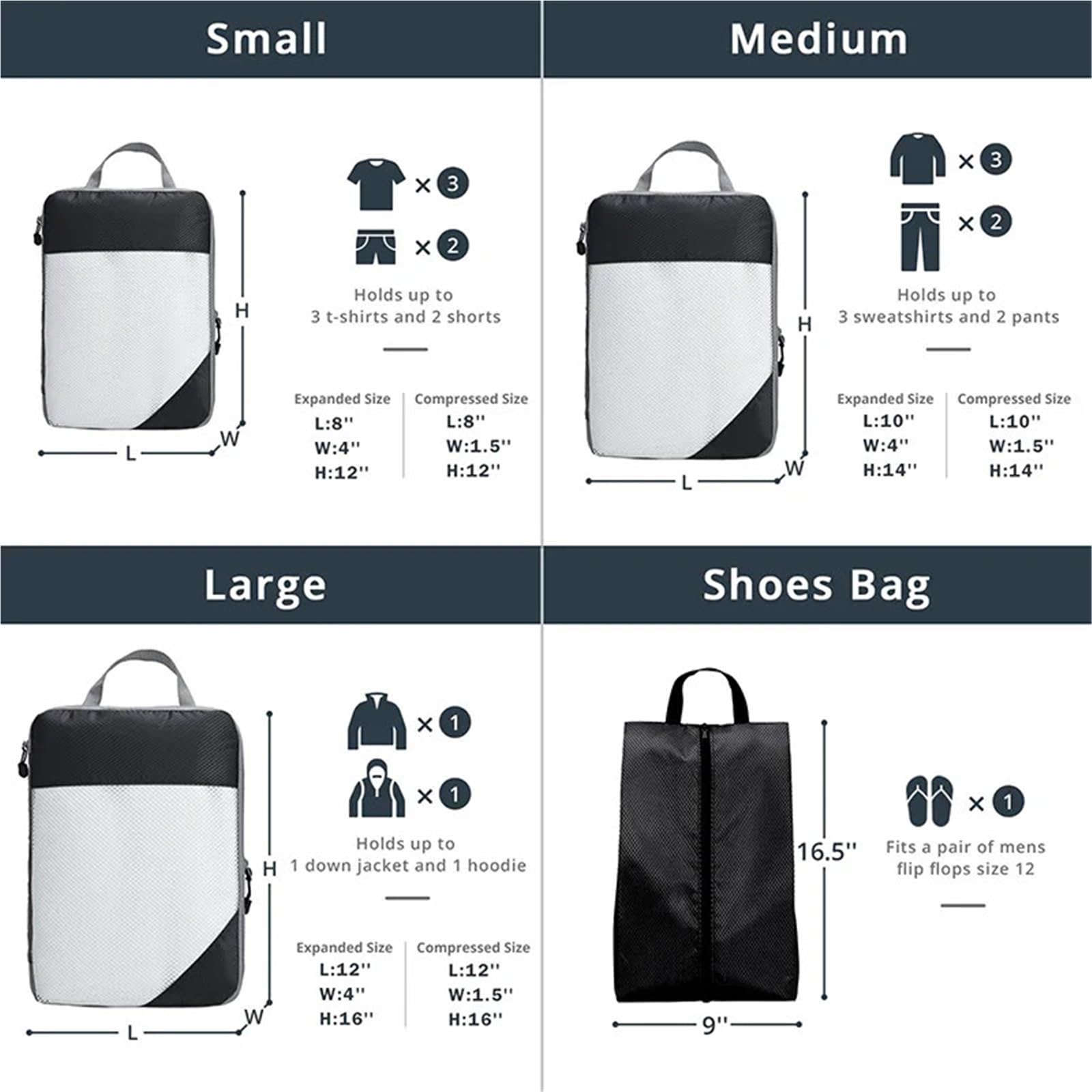 4 pezzi da viaggio, organizer portatile for bagagli, cubi di compressione, borse for scarpe con rete, borsa pieghevole leggera Organizer per valigie(Red)