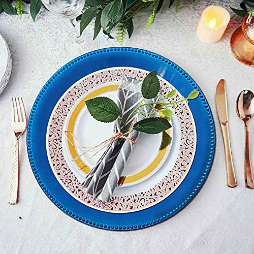 Balsa Circle 6 Pcs 13-Inch Royal Blue Crystal Beaded Round Charger Plates - Dinner Wedding Supplies For All Holidays Decorations #TOP4