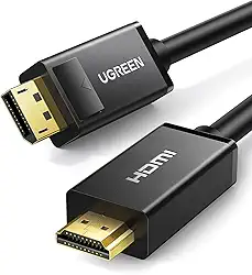 UGREEN Cabo de exibição 4k para hdmi, cabo unidirecional uhd dp para hdmi, cabo de exibição de vídeo para monitor hdtv, projetor, computador, 16 pés