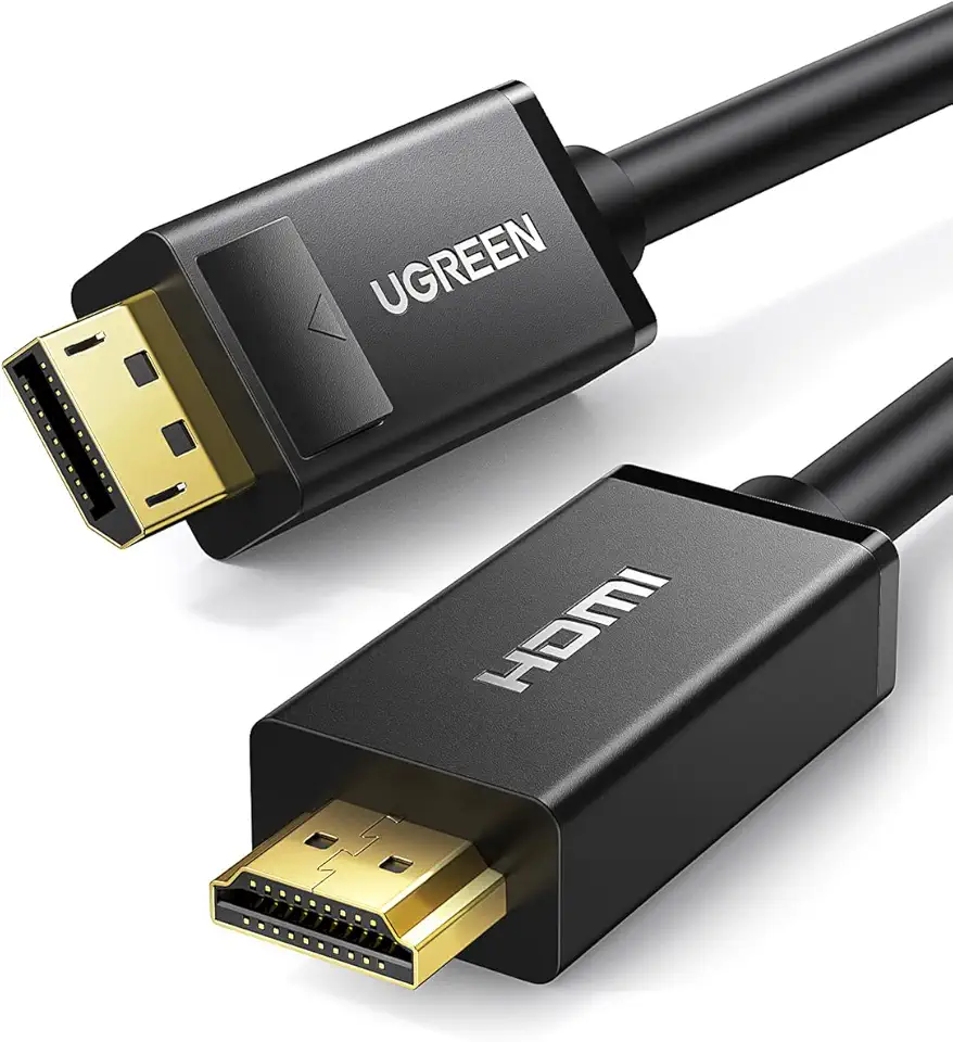 UGREEN Cabo de exibição 4k para hdmi, cabo unidirecional uhd dp para hdmi, cabo de exibição de vídeo para monitor hdtv, projetor, computador, 16 pés