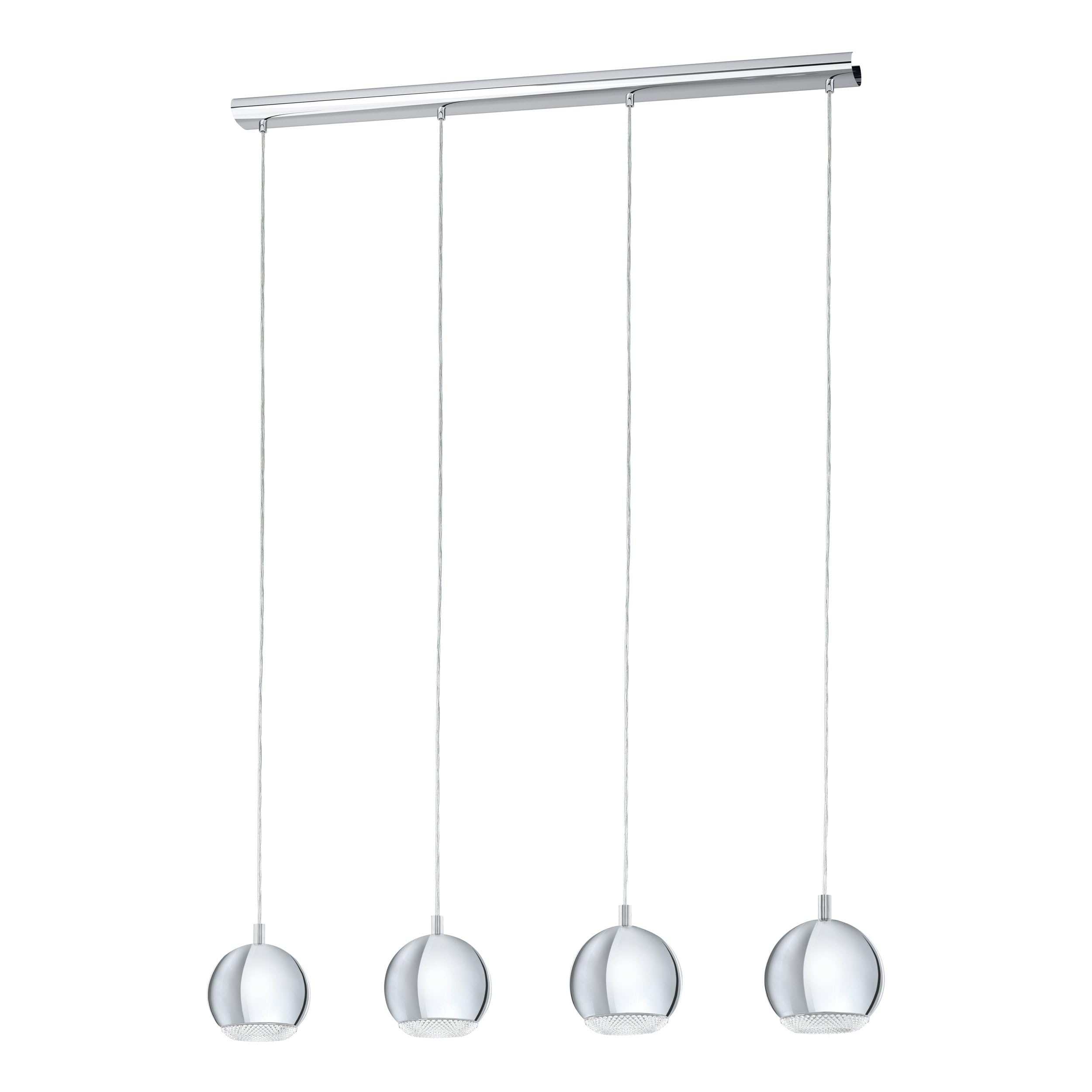 Eglo LED Pendelleuchte Conessa, 4-flammige Hängelampe aus Metall und | Kunststoff, Esstischleuchte in Chrom, klar, Wohnzimmerlampe hängend mit GU10 Fassung