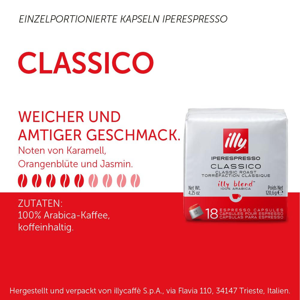 illy Iperespresso Kaffeekapseln klassische Röstung CLASSICO, 1 Packungen zu je 18 Kaffeekapseln