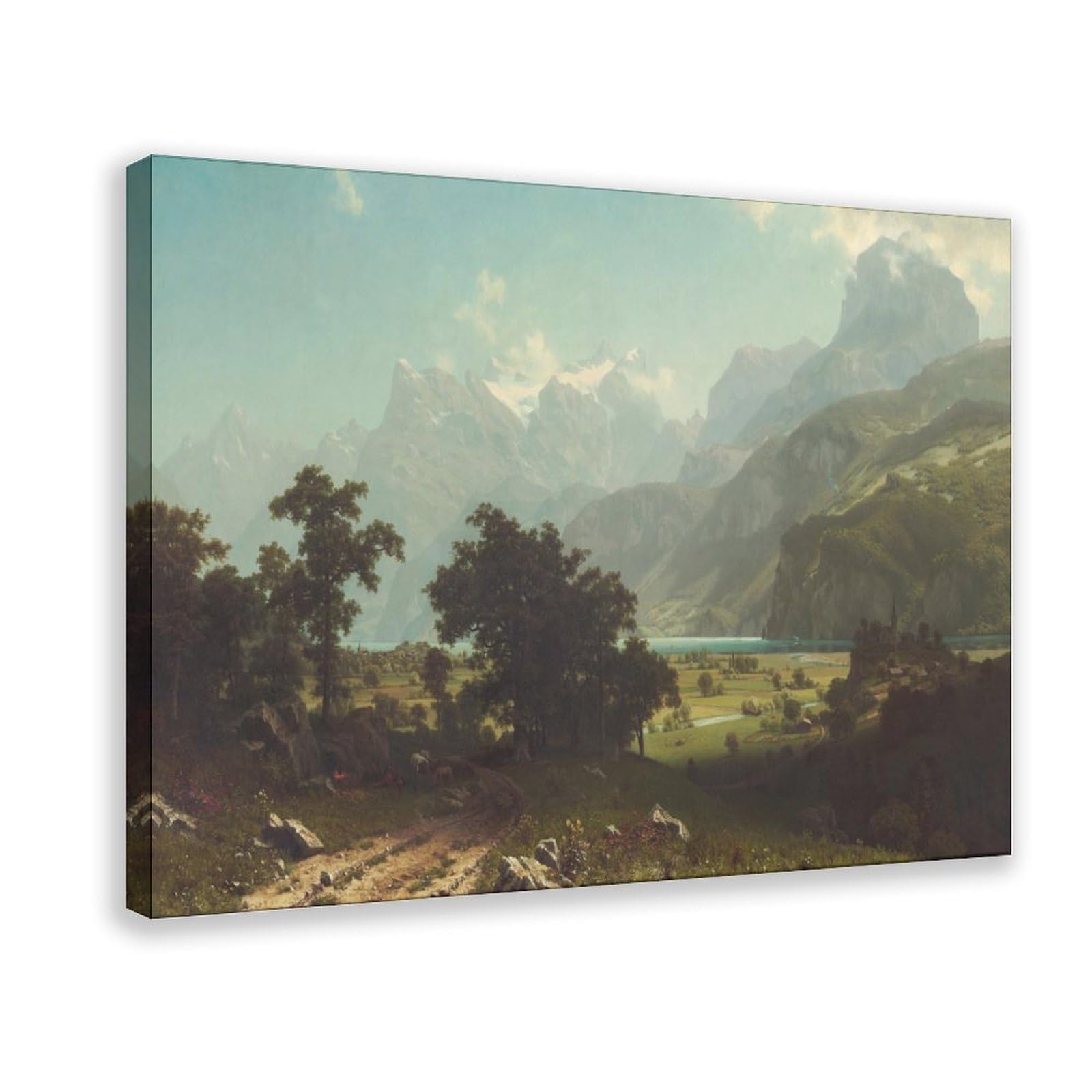 WCYB Lake Lucerne, 1858 by Albert Bierstadt Prints Posters Canvas Deco Paintings Wall Art For Office Frame 24" L X 36" W