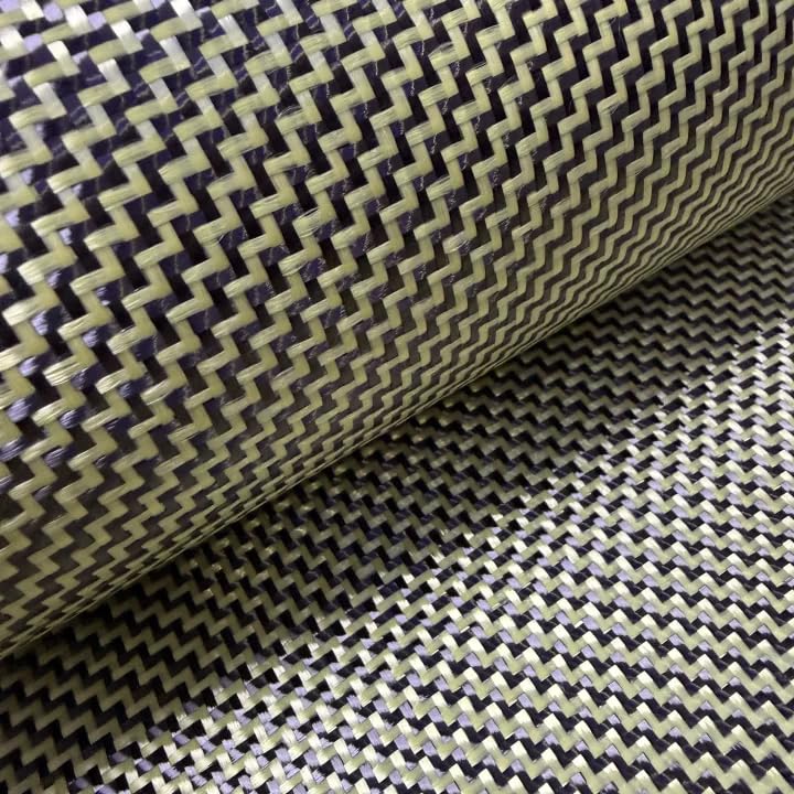 Premium 1100D/3K 200gsm Yellow Kevlar Carbon Fiber Mixed Fabric, W-Pattern Jacquard Weave, 100cm×100cm Roll (Yellow, 100cm x 150cm)